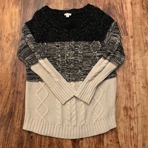 Tribal Jeans Cable Knit Sweater w Metallic Gold Threads